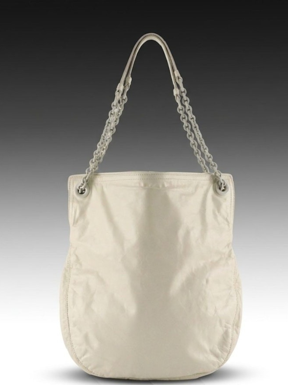 Bottega Veneta Chain Strap Shoulder Bag in White Crinkled Leather